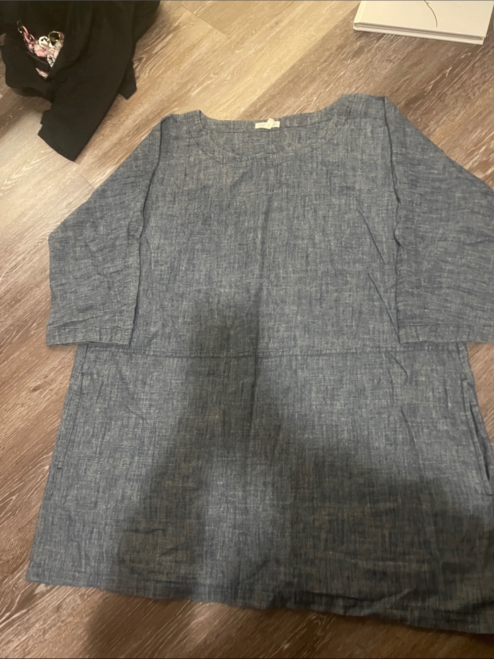 Eileen Fisher Indigo Chambray Button-Down Casual Shirt
